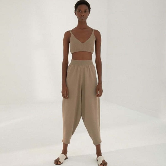 CORDERA Knit Pants in Taupe NWT Oversized Monica Soft Cotton Blend F/W 2020 OS - Picture 4 of 15
